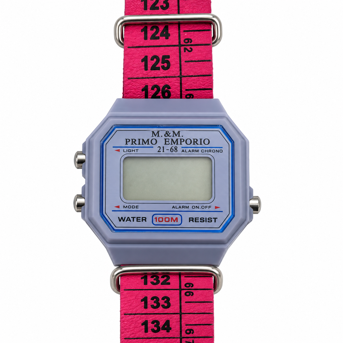 M&M Primo Emporio 21-68 digitale, cassa Lilla, cinturino a metro Fucsia