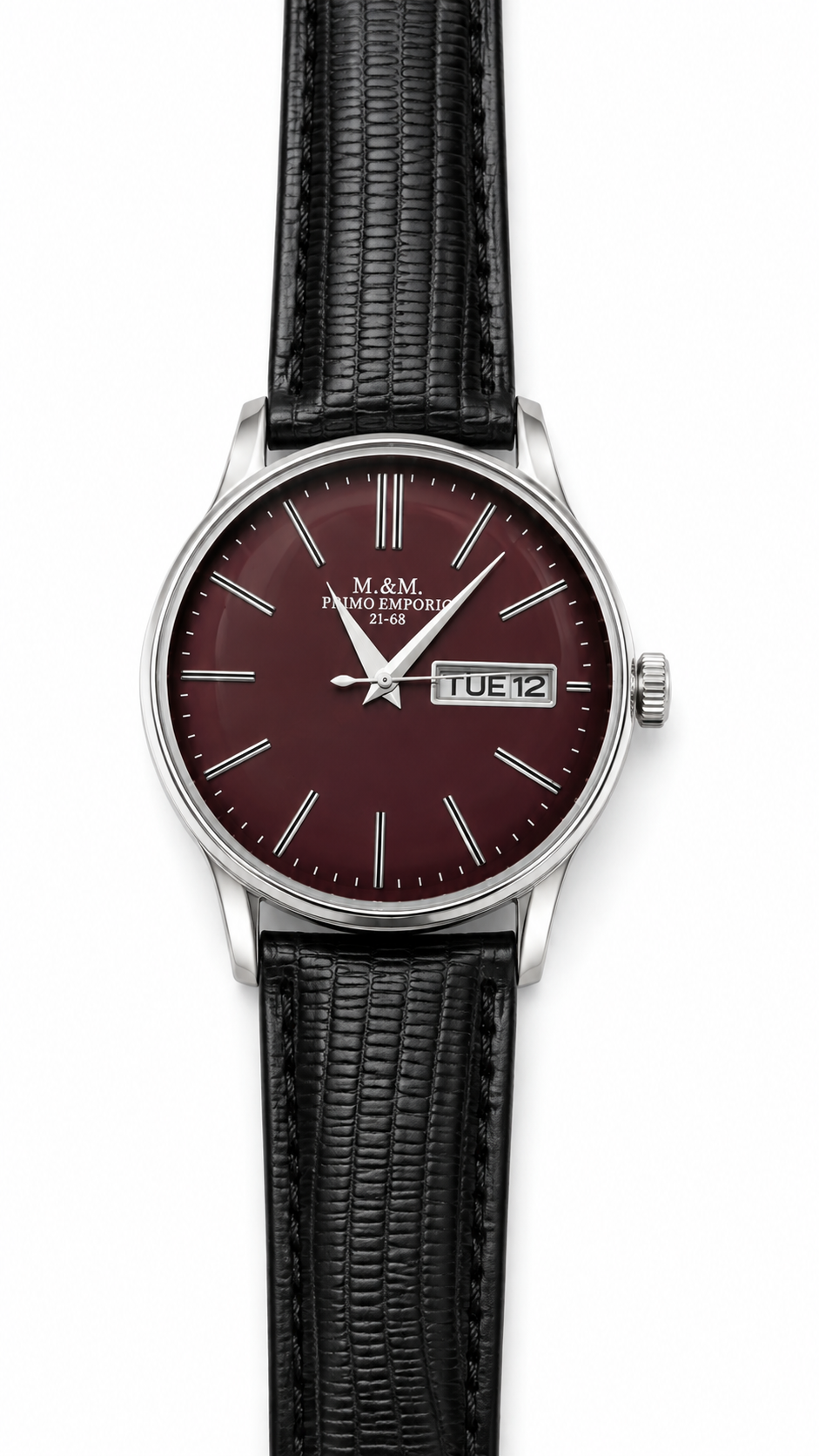 M&M Primo Emporio Day-Date 21-68 – Quadrante Bordeaux Cinturino Pelle Lucertola Nera