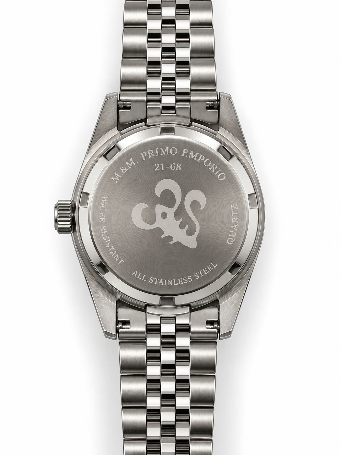 M&M Primo Emporio 21-68 – Orologio unisex con lunetta zigrinata, indici luminosi e datario | Blu, Nero e Bianco