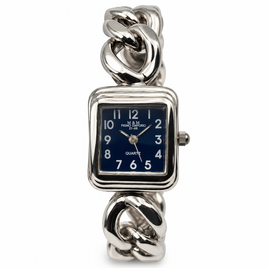 Orologio donna M&M Primo Emporio con bracciale rigido a catena e quadrante bianco, nero o blu