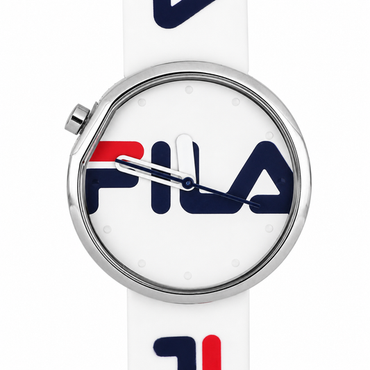 FILA Orologio Unisex – Maxi Logo Quadrante Bianco Cinturino Silicone