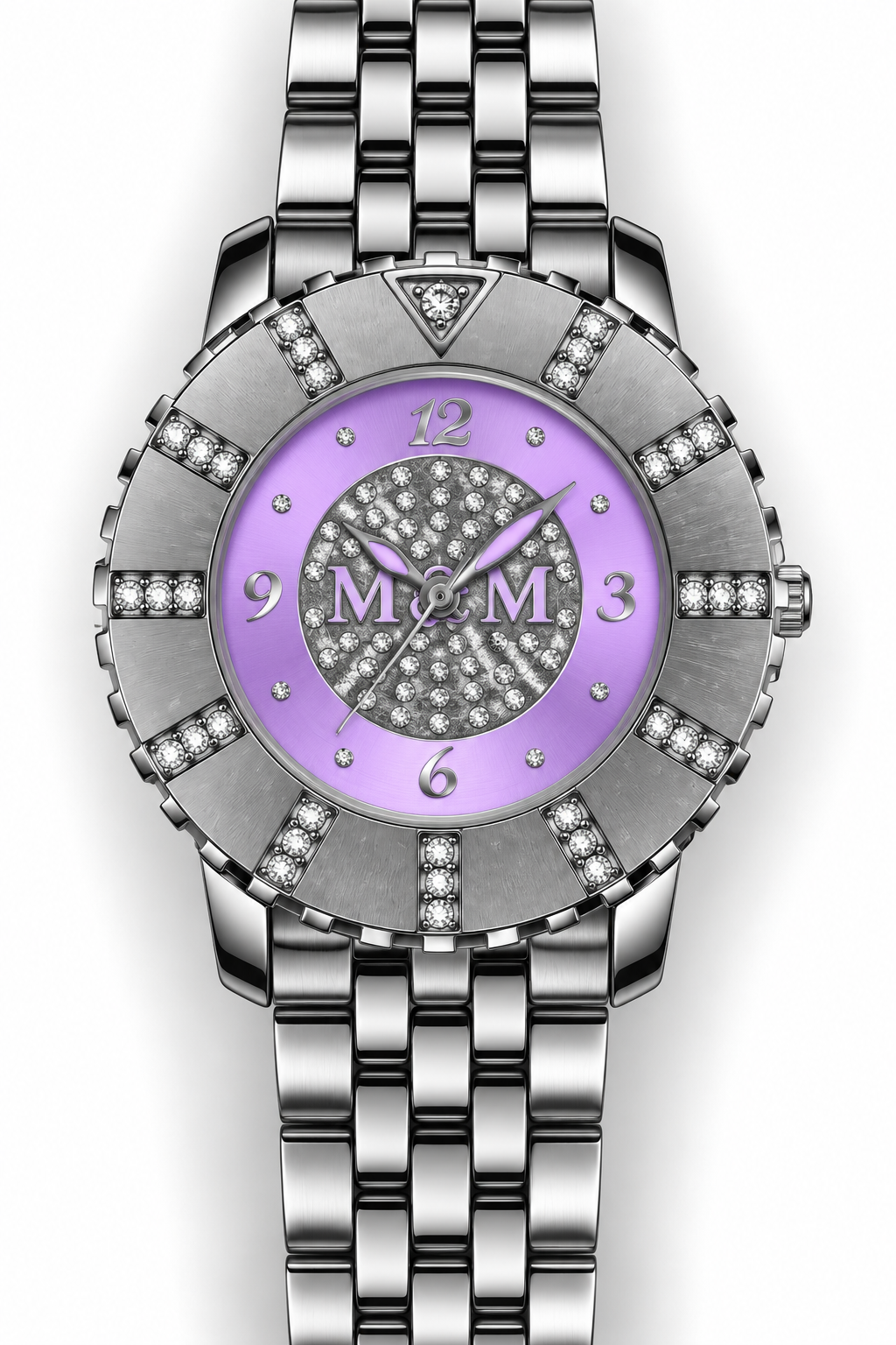 M&M Primo Emporio 21-68 — Orologio Donna Acciaio Silver Strass | Quadrante Lilla o Rosa