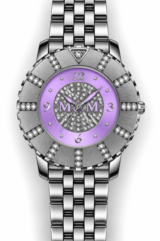 M&M Primo Emporio 21-68 — Orologio Donna Acciaio Silver Strass | Quadrante Lilla o Rosa