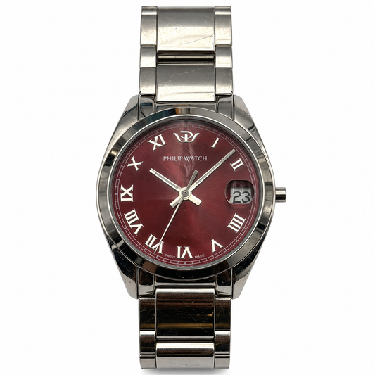 Philip Watch bordeaux con numeri romani per ricambi – Senza movimento e corona