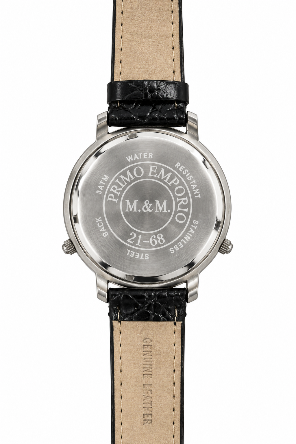 M.&M. Primo Emporio 21-68 – Orologio Uomo Dual Time Quadrante Nero Pelle Nera Quarzo
