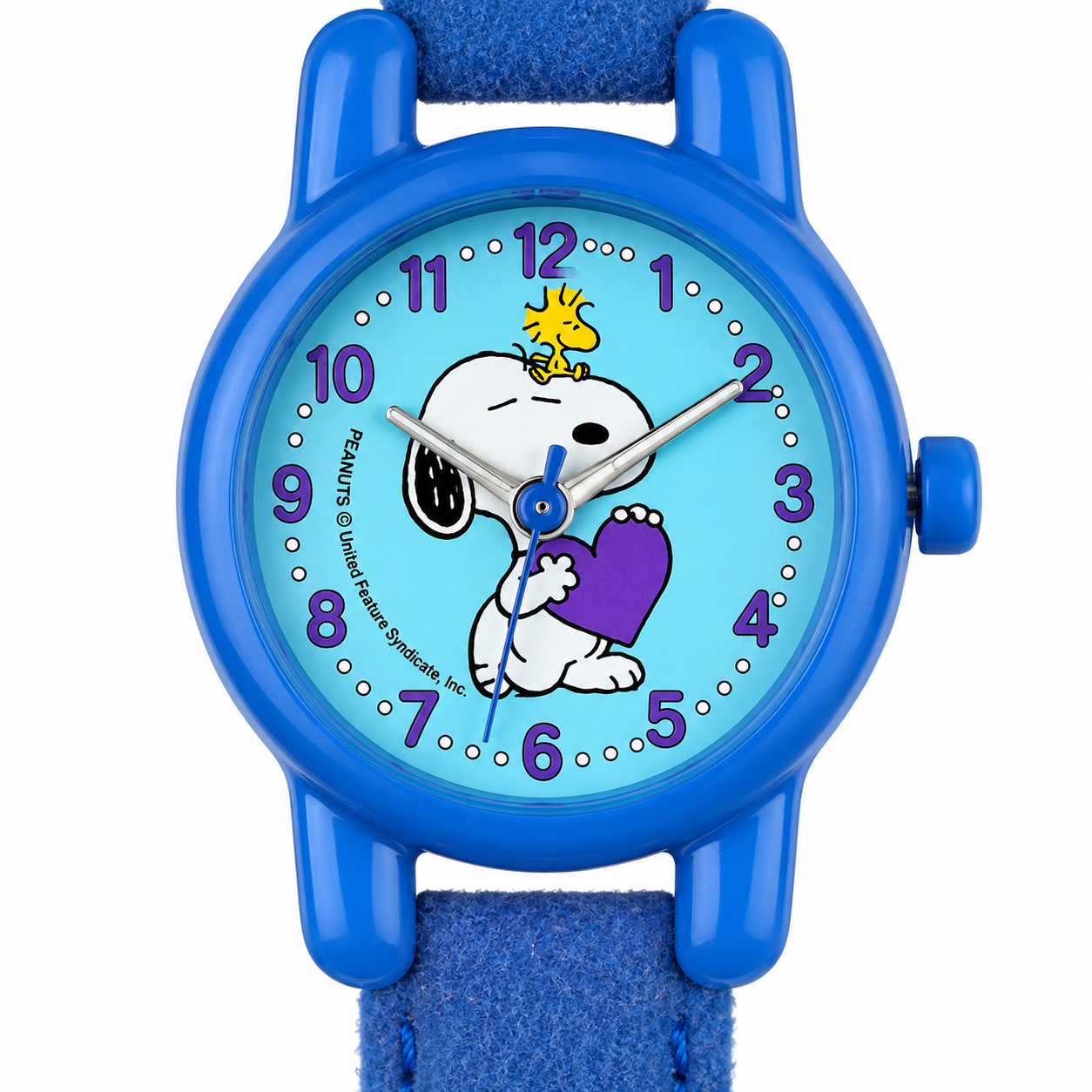 Peanuts Snoopy & Woodstock Orologio – Love Edition Quadrante Azzurro Cinturino Tessuto Blu