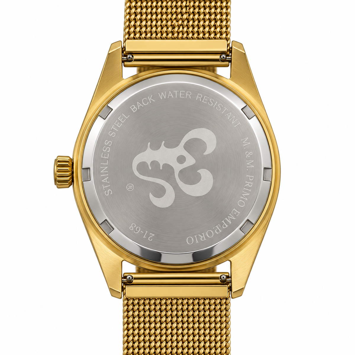 M&M Primo Emporio 21-68 – Orologio Uomo Multifunzione Quadrante Rosa Bracciale Mesh Gold