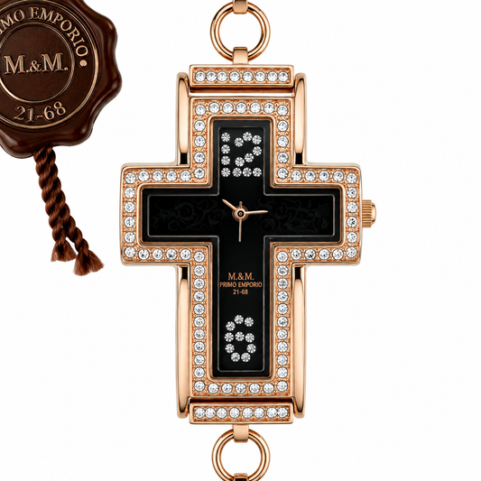 M.&M. Primo Emporio 21-68 – Orologio Donna Cassa a Croce Oro Rosa Cristalli Pavé