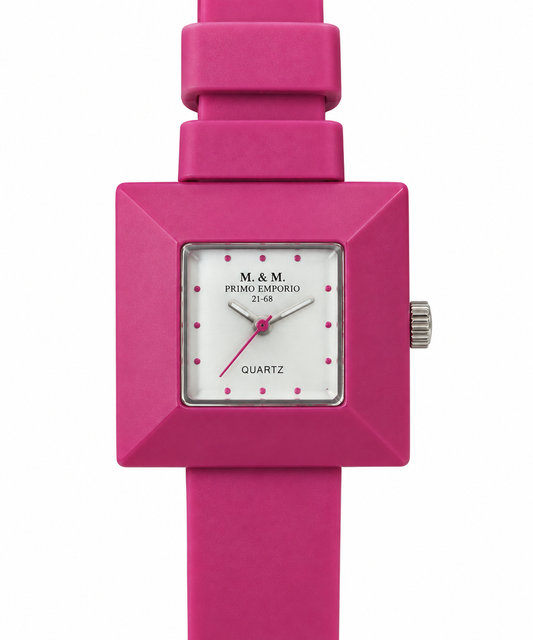 M.&M. Primo Emporio 21-68 orologio donna cassa quadrata pyramid fucsia cinturino silicone