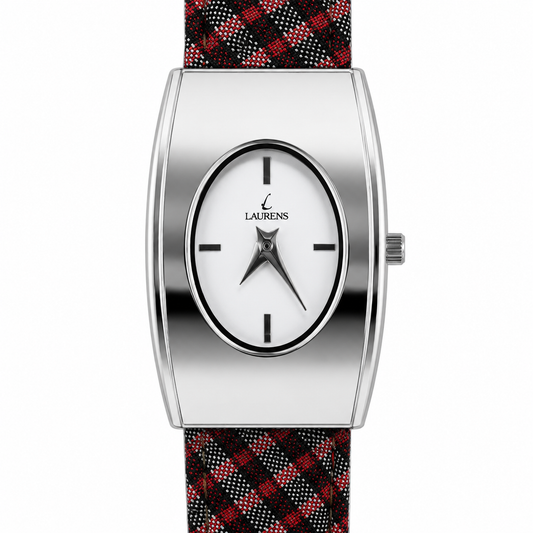 Orologio Laurens Donna Elegante Acciaio Cinturino Fantasia Quadri Quartz