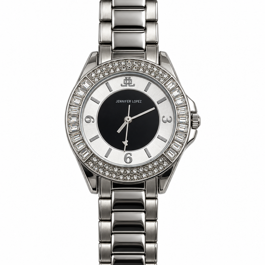 Orologio donna JLO by Jennifer Lopez argento con quadrante nero e strass