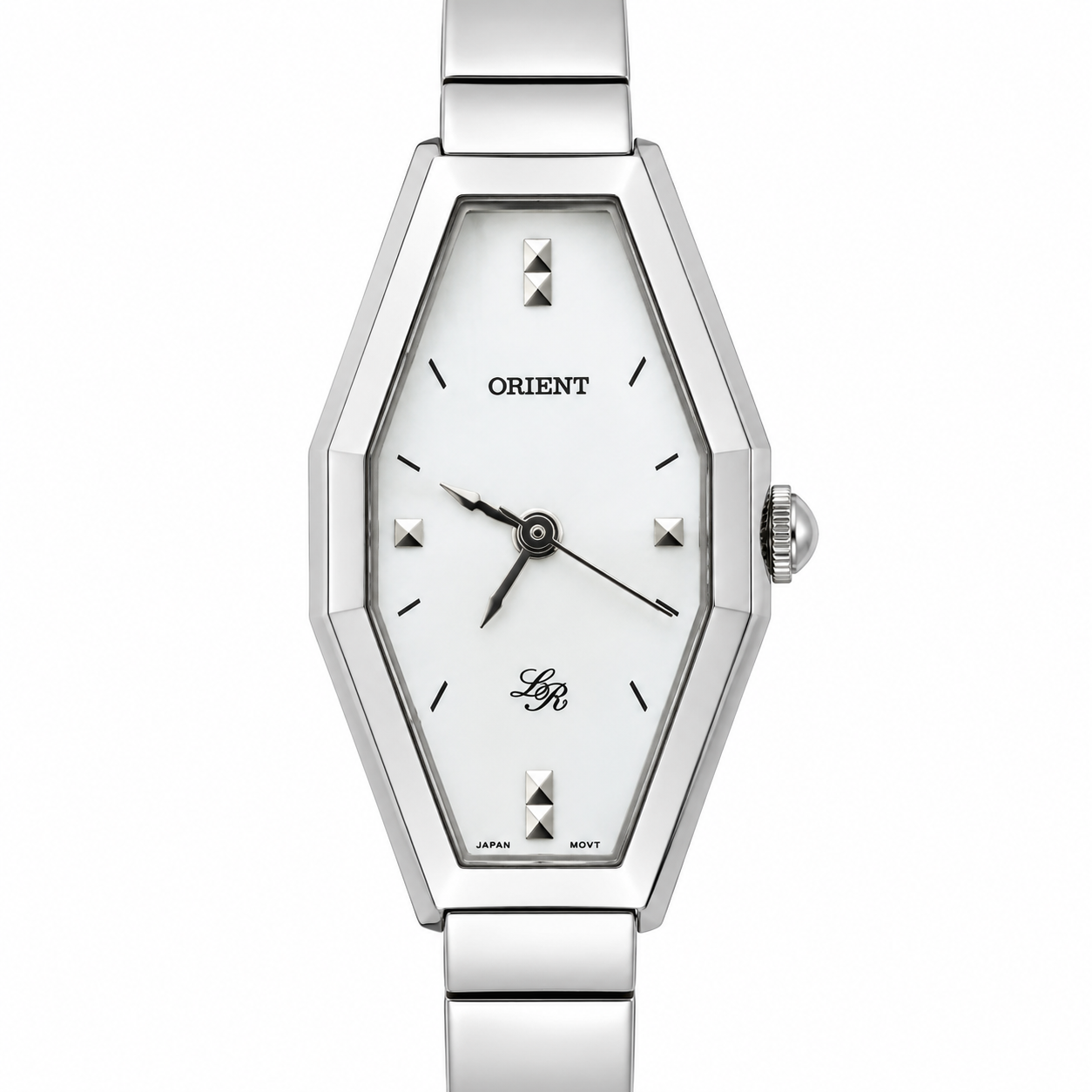 Orologio Orient Lady Rose LR - Cassa Esagonale Silver con Quadrante Madreperla e Borchie Piramidali