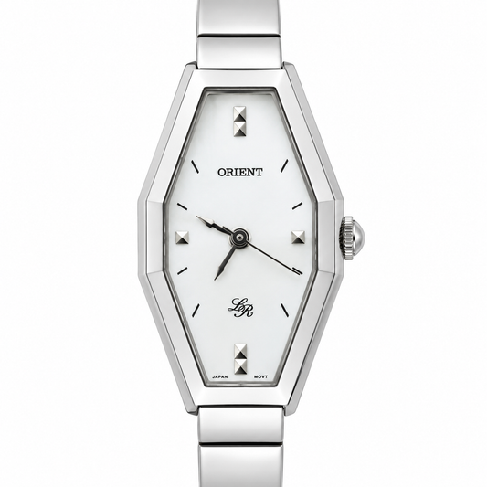 Orologio Orient Lady Rose LR - Cassa Esagonale Silver con Quadrante Madreperla e Borchie Piramidali