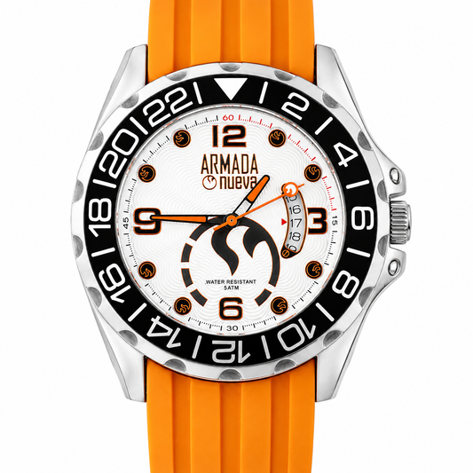 Armada Nueva – GMT Sport Quadrante Bianco Cinturino Arancione