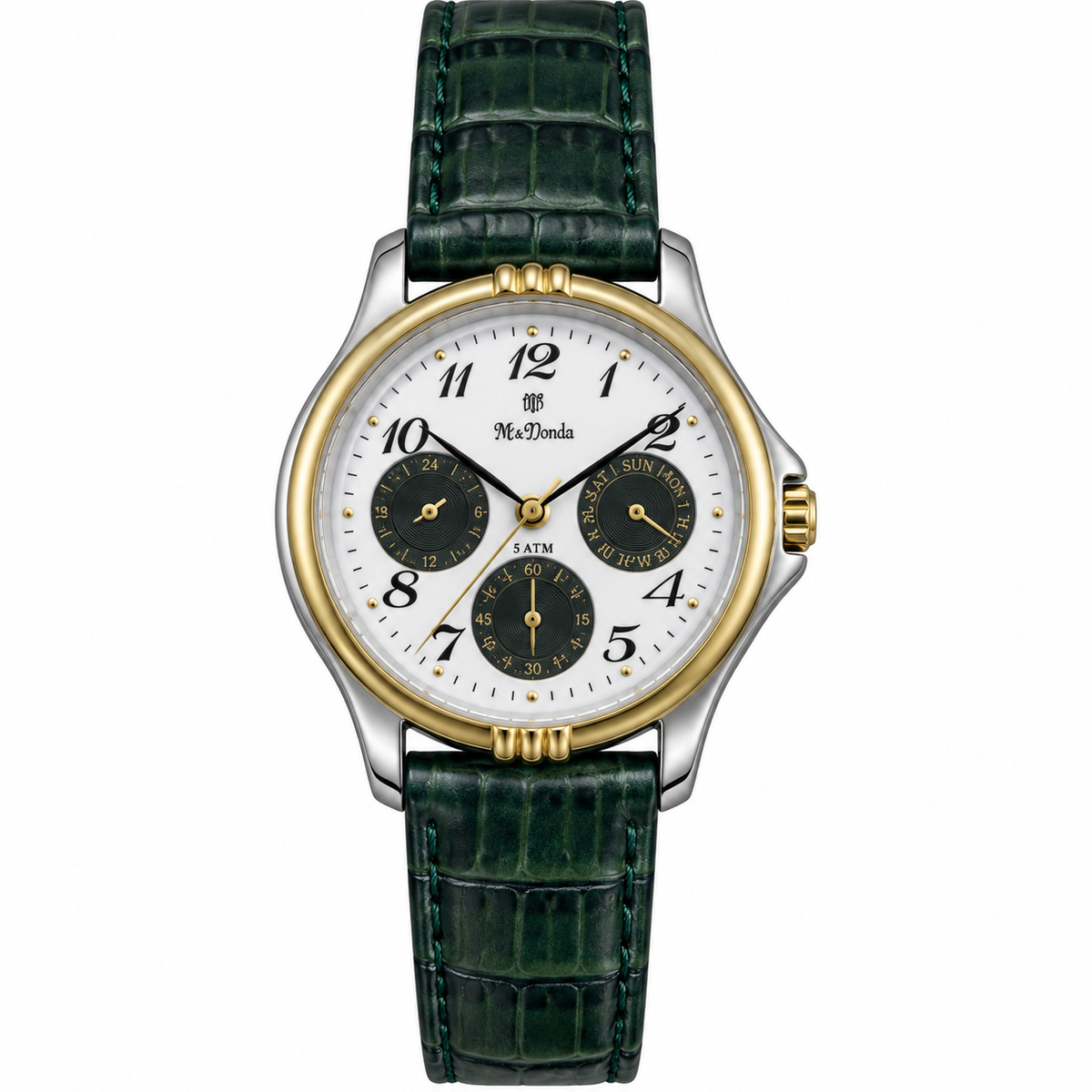 Orologio multifunzione con cinturino blu e quadrante bianco
