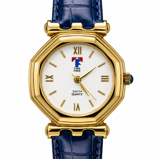 Time Free – Orologio Unisex Ottagonale Gold Numeri Romani 3ATM Quartz