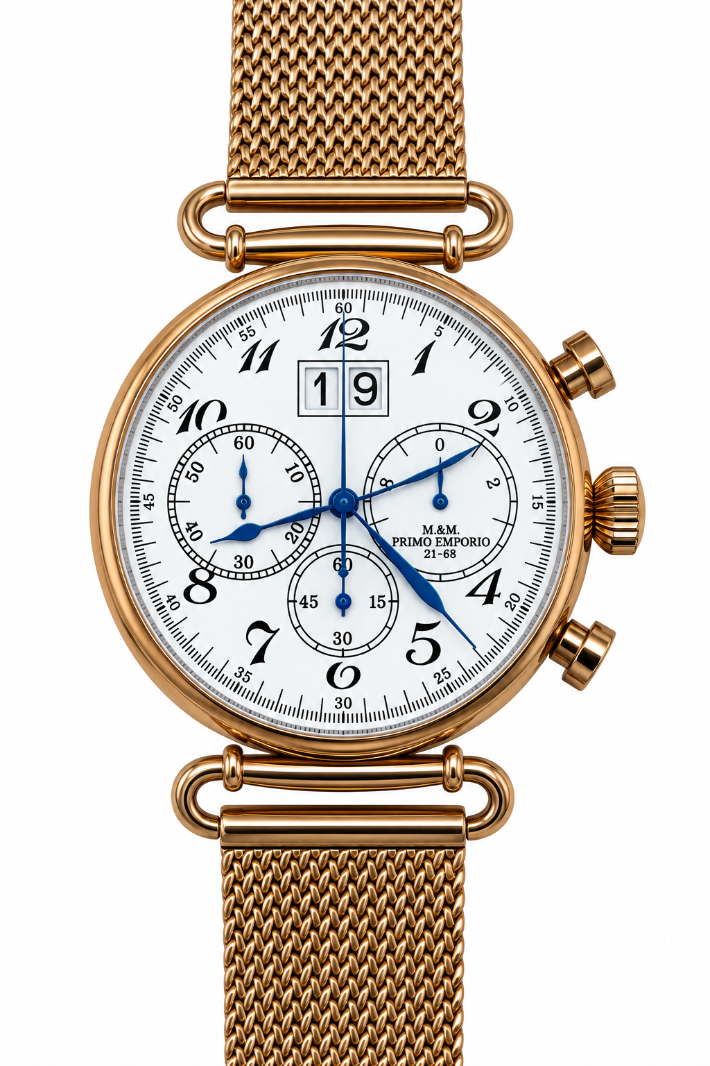 M&M Primo Emporio 21-68 Cronografo Grande Data Rose Gold Mesh