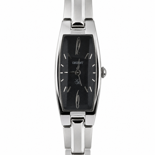 Orologio Orient Lady Tonneau – Cassa e Bracciale in Acciaio, Quadrante Nero