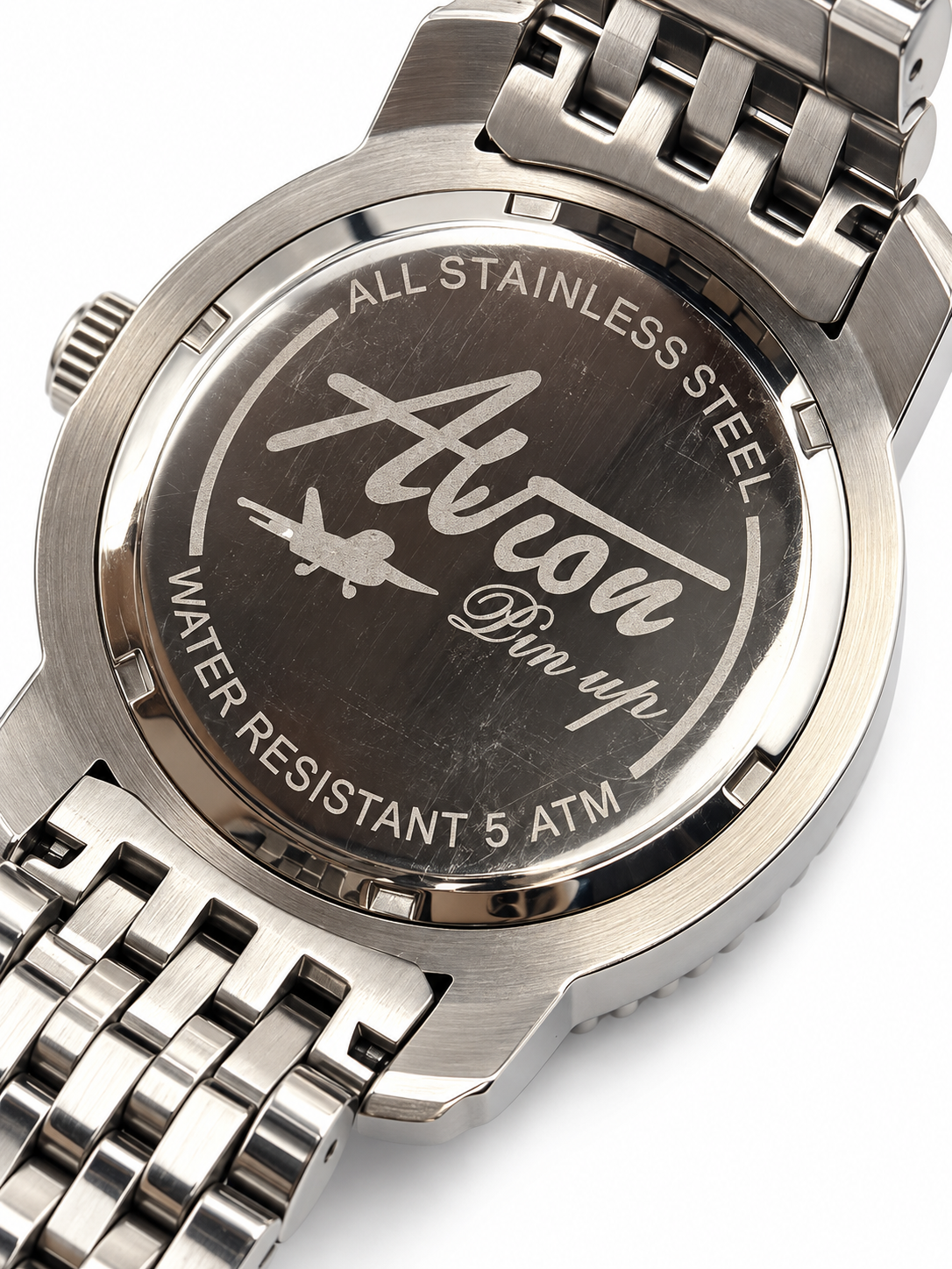 Orologio Avion Pin Up in acciaio con quadrante illustrato e pietre decorative