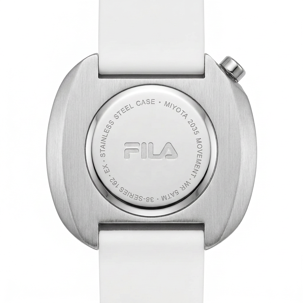 Orologio FILA bianco e blu con cassa asimmetrica in acciaio e quadrante minimal