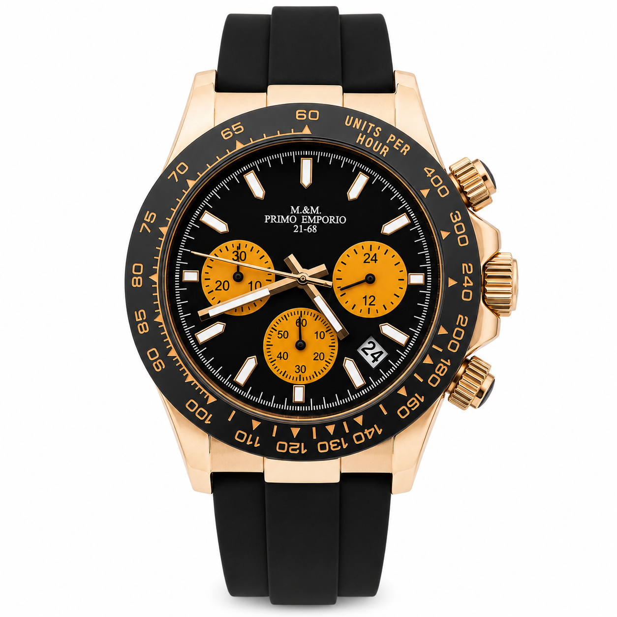 M&M Primo Emporio Sport Chrono 21-68 – Cassa Ramata Quadrante Nero/Arancio