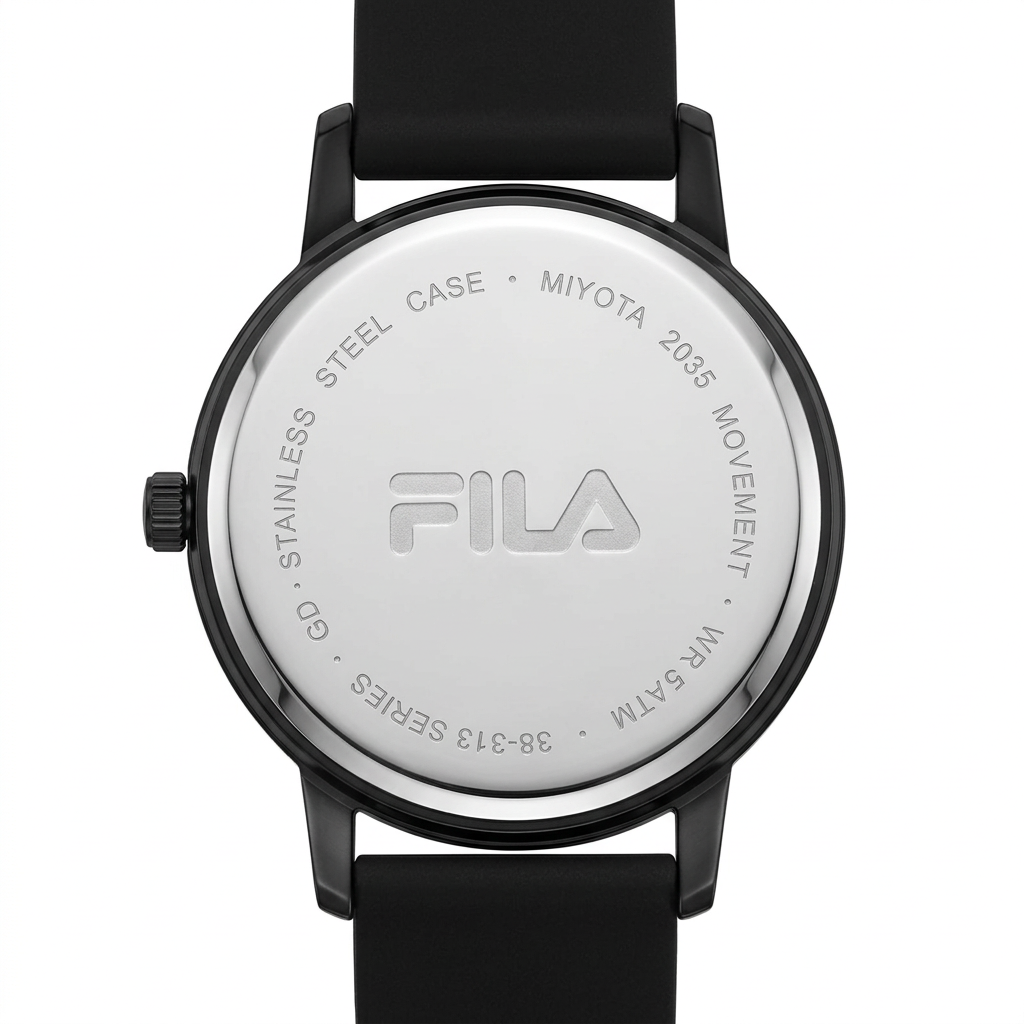 Orologio FILA total black minimal in acciaio con lancette argentate e dettaglio rosso
