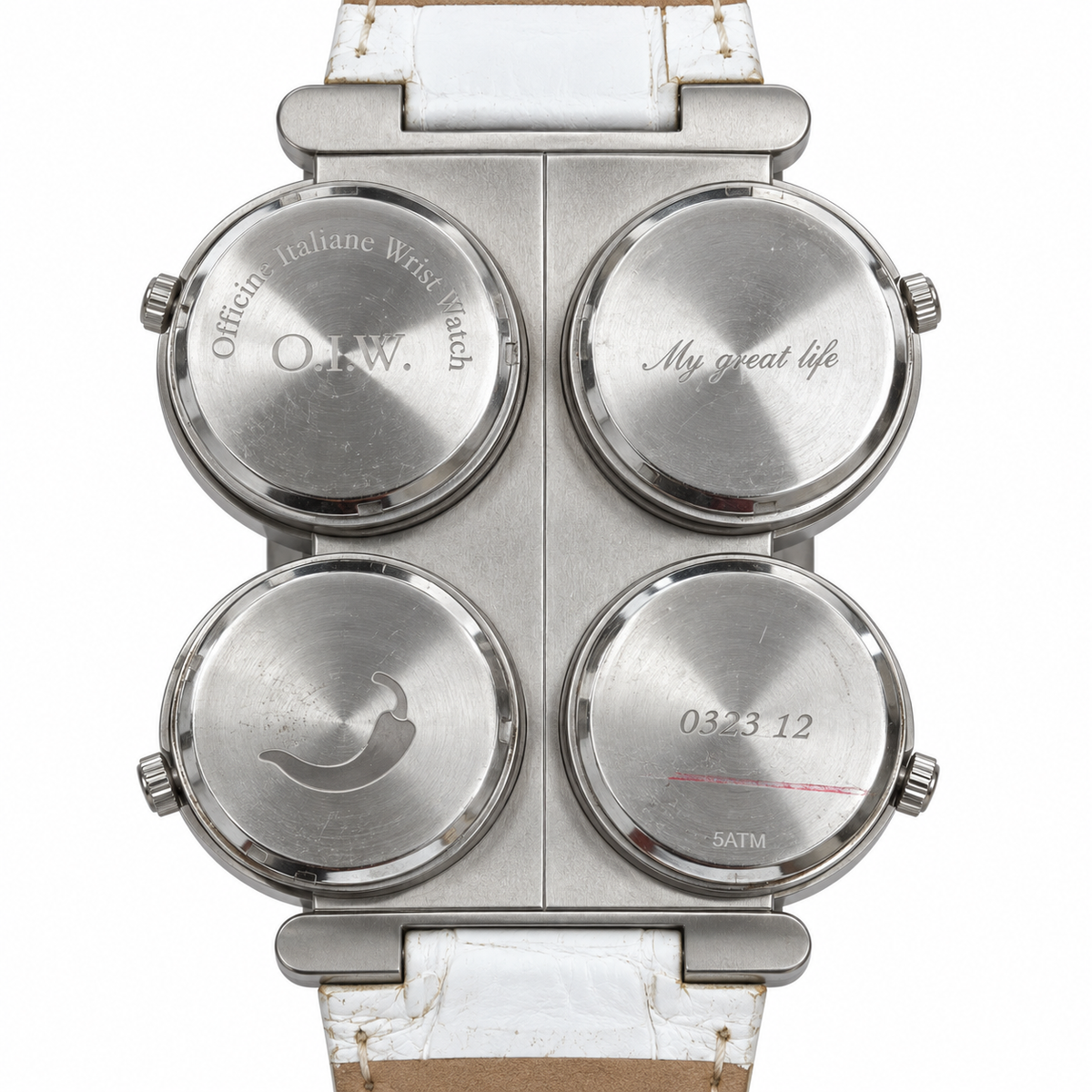 Orologio O.I.W. «Quattro Storie» – Quattro quadranti e cinturino bianco