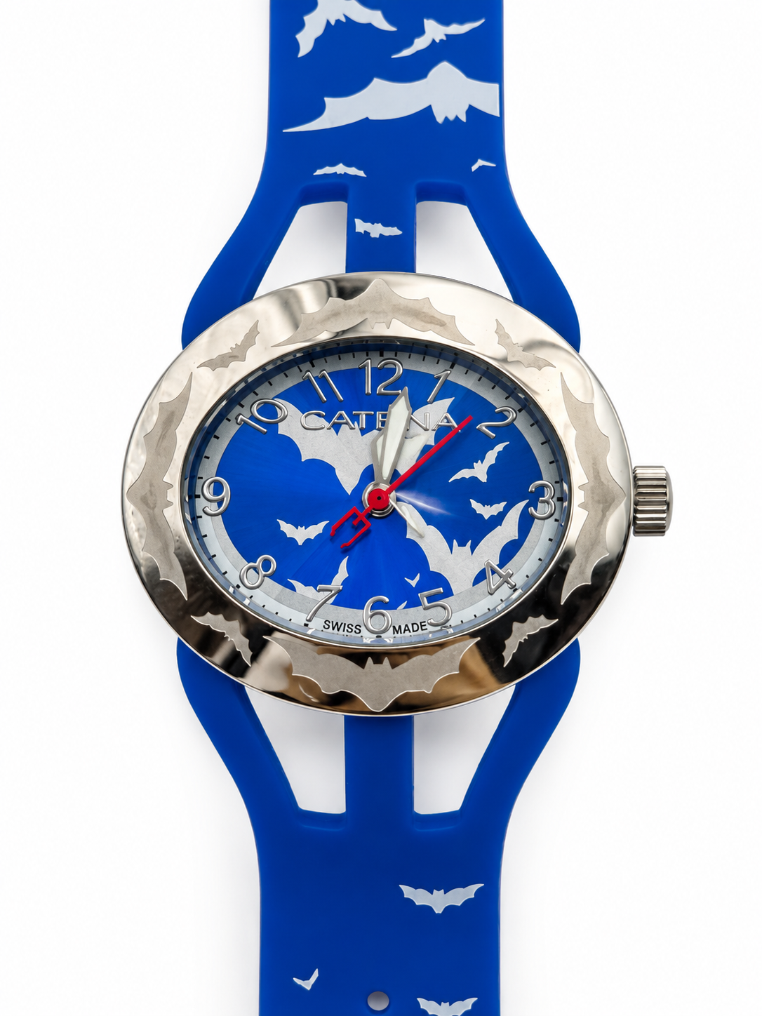Orologio Catena SwisSpace S911 blu con pipistrelli argentati