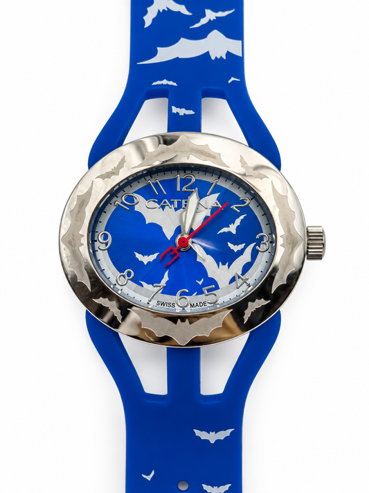 Orologio Catena SwisSpace S911 blu con pipistrelli argentati