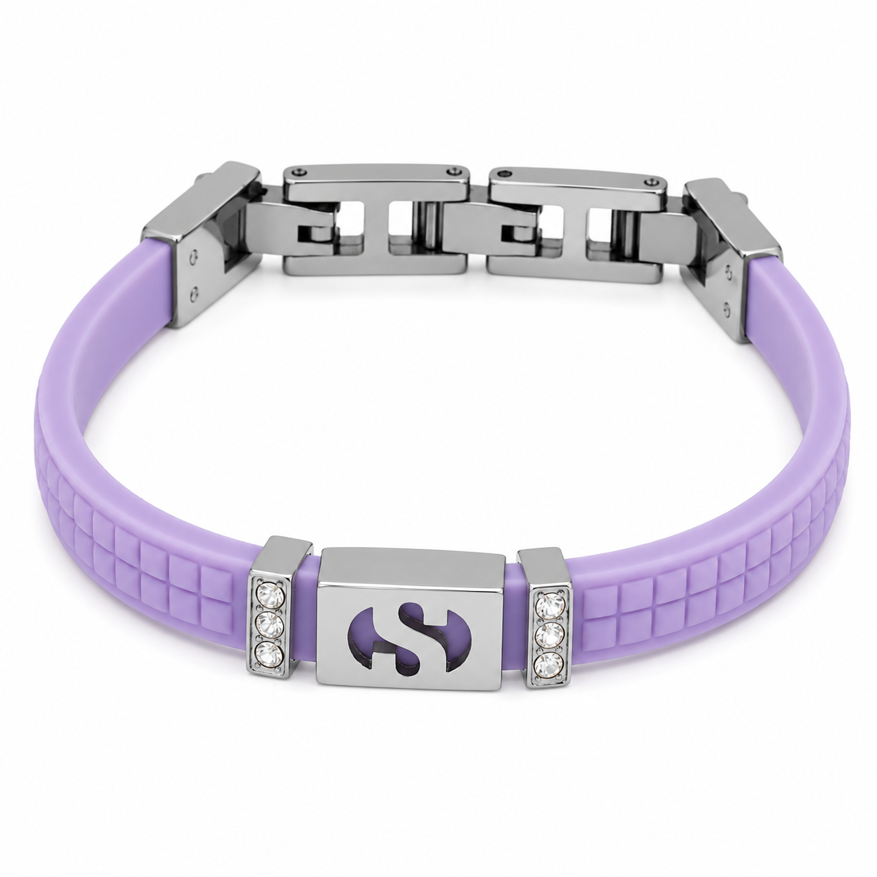 Morellato x Superga – Bracciale Silicone Lilla con Placca Logo S Acciaio e Cristalli