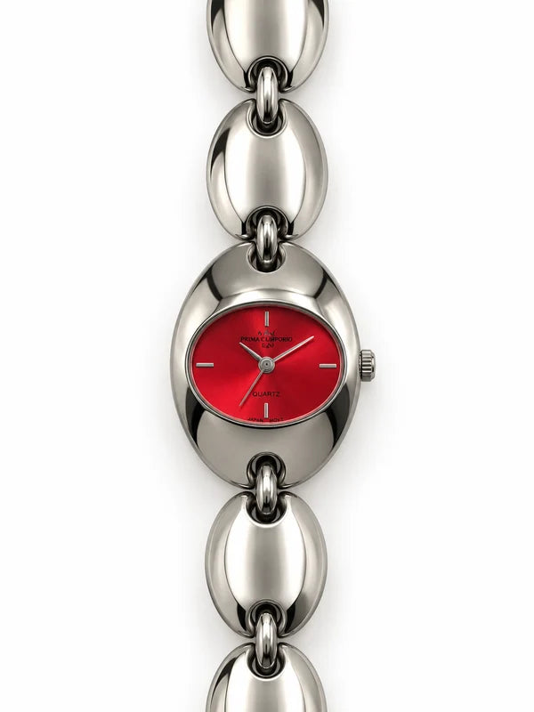 M&M Primo Emporio 21-68 – Orologio Donna Ovale Bracciale Maglie Ovali Acciaio Quarzo | Turchese, Borgogna o Giallo