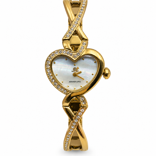 Orologio donna JLO by Jennifer Lopez a cuore color oro con strass e bracciale intrecciato