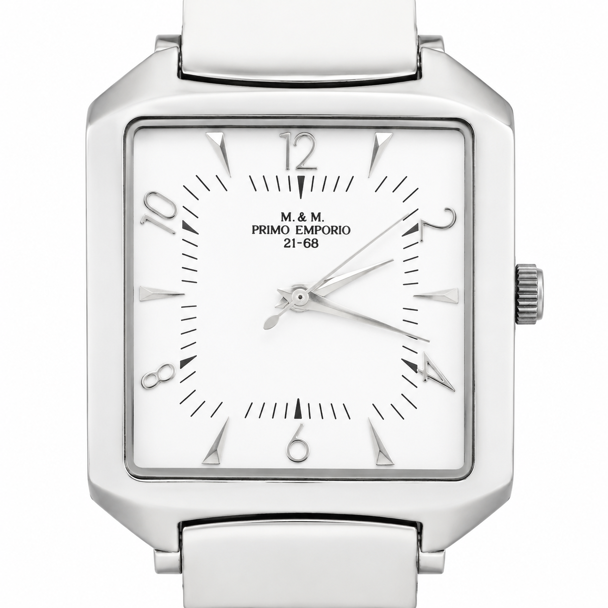 M&M Primo Emporio 21-68 – Orologio Total White Cassa Quadrata Acciaio Bracciale Bianco