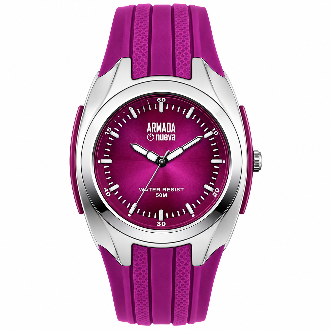 Armada Nueva – Orologio Sport Fucsia Water Resist 50M Cassa Ovale Cinturino Silicone