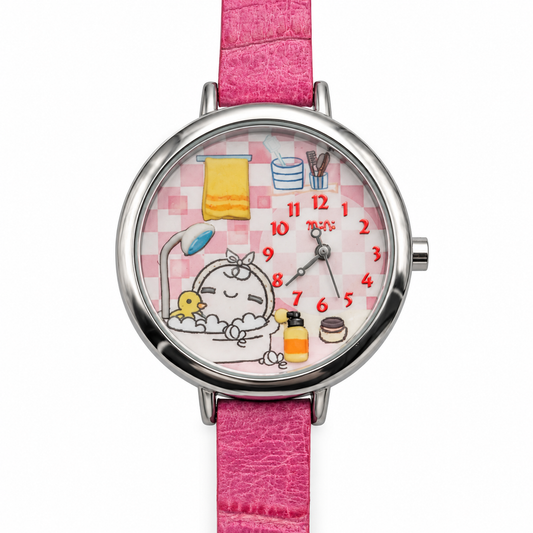 Orologio Mini Miniature con Quadrante Picnic in Miniatura - Cinturino Rosa Fucsia