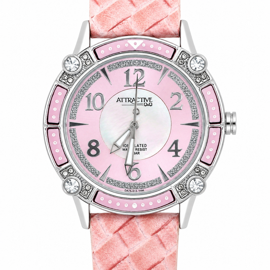 Q&Q Attractive – Orologio Donna Rosa Cipria Ion Plated Madreperla 5 Bar