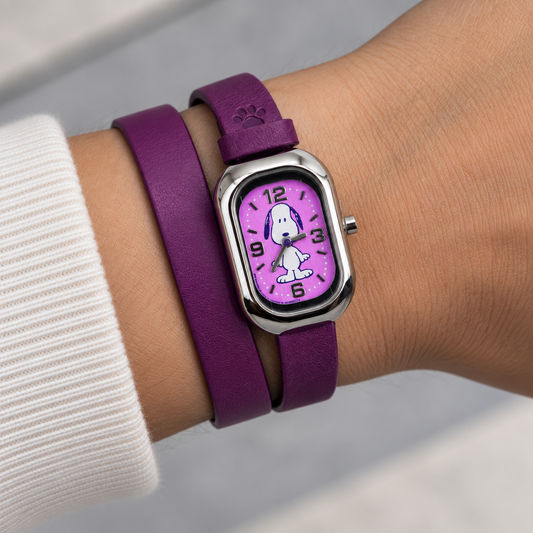 Orologio Snoopy Peanuts – Cassa Acciaio Cinturino Silicone Quarzo | Viola, Turchese o Rosa