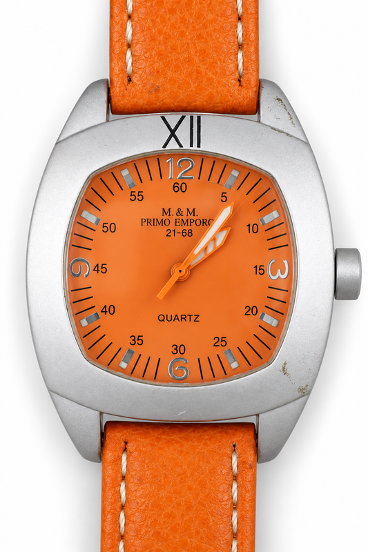 M. & M. Primo Emporio 21-68 – Orologio Quartz Arancione Cinturino in Pelle