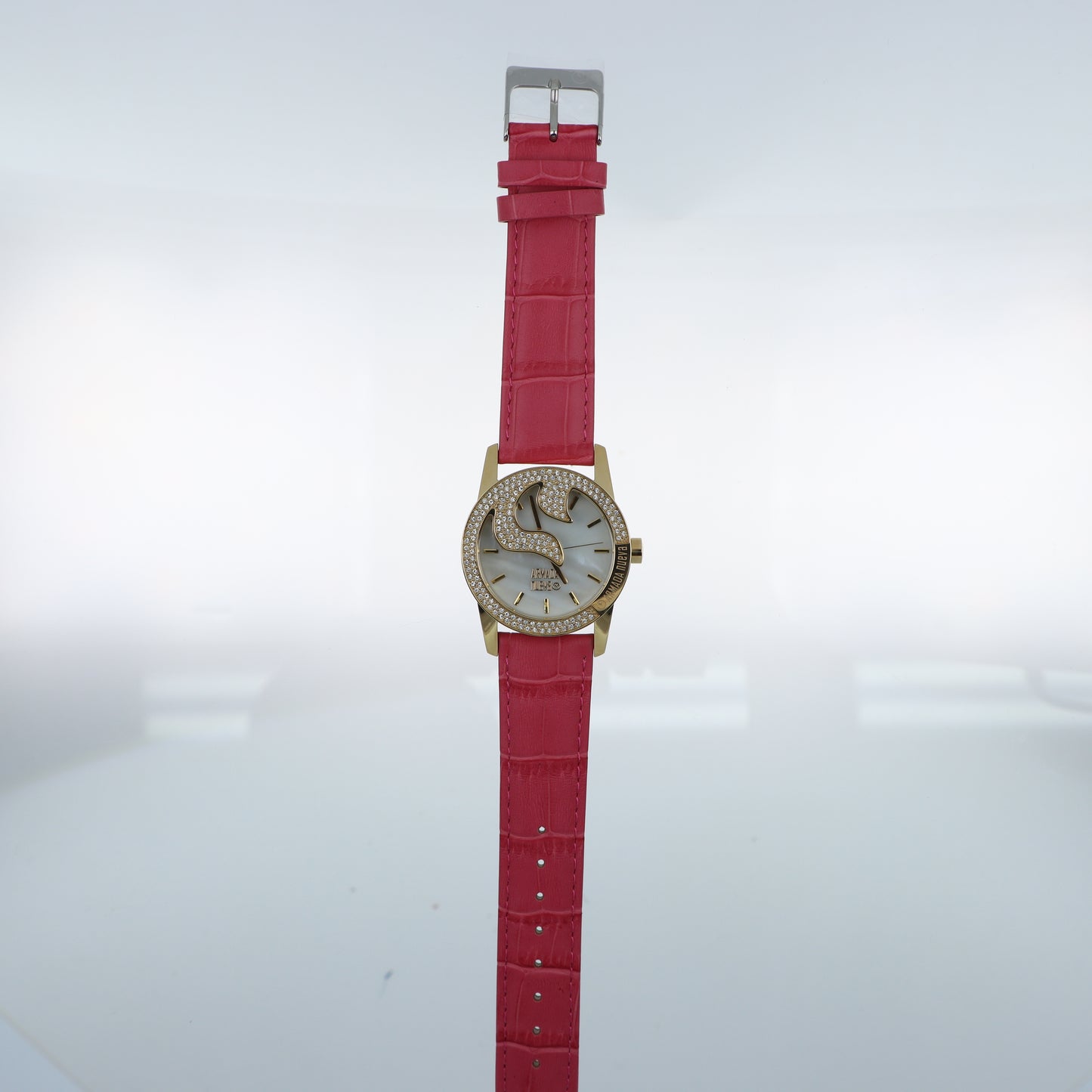 Armada Nueva – Orologio Donna Quadrante Madreperla Cristalli Bianchi Cassa Oro e Cinturino Fucsia