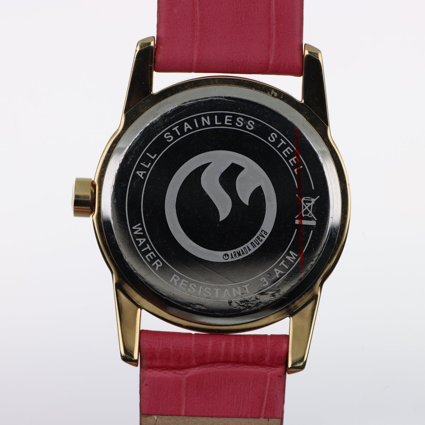 Armada Nueva – Orologio Donna Quadrante Madreperla Cristalli Bianchi Cassa Oro e Cinturino Fucsia