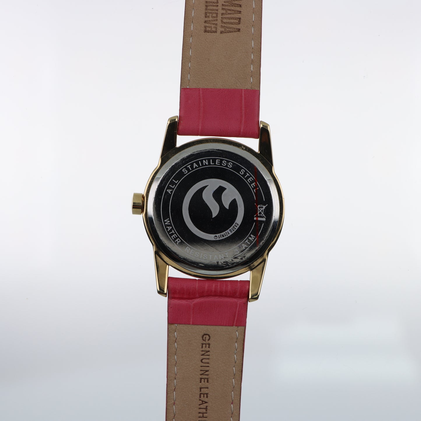 Armada Nueva – Orologio Donna Quadrante Madreperla Cristalli Bianchi Cassa Oro e Cinturino Fucsia