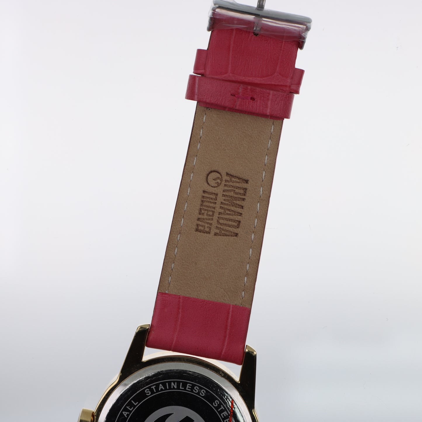 Armada Nueva – Orologio Donna Quadrante Madreperla Cristalli Bianchi Cassa Oro e Cinturino Fucsia
