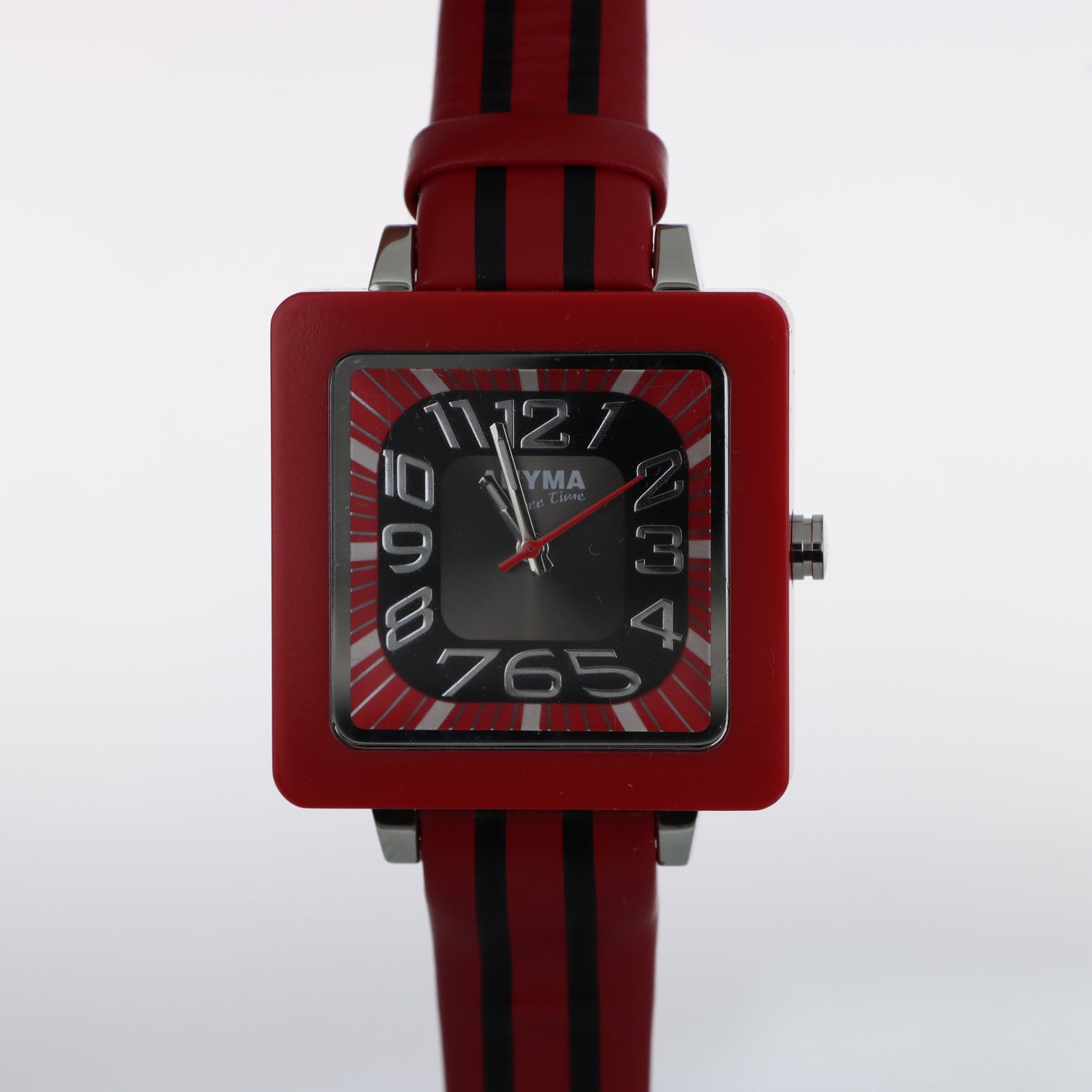 Anyma Free Time – Orologio Cassa Quadrata Rossa Quadrante Nero Cinturino Silicone