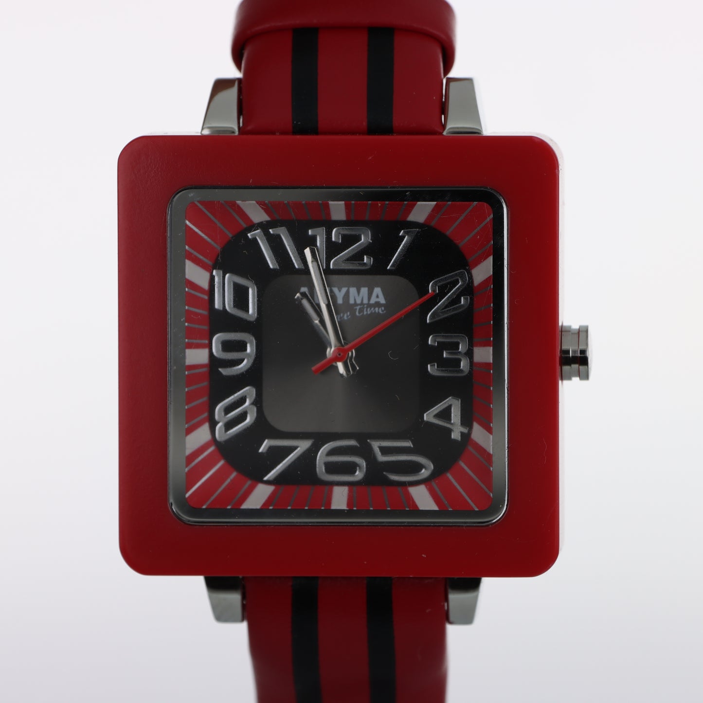 Anyma Free Time – Orologio Cassa Quadrata Rossa Quadrante Nero Cinturino Silicone