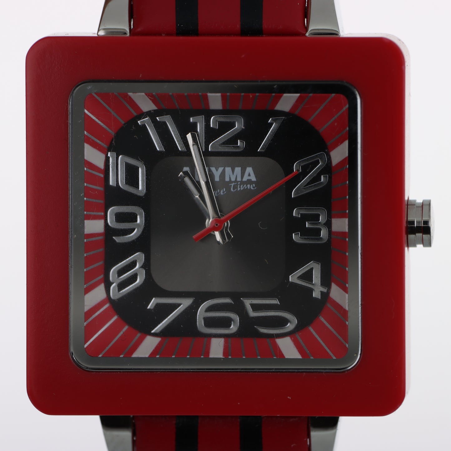 Anyma Free Time – Orologio Cassa Quadrata Rossa Quadrante Nero Cinturino Silicone