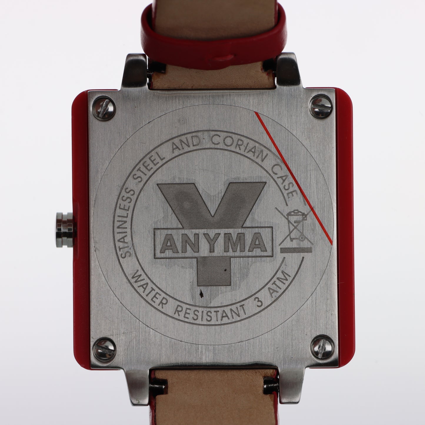 Anyma Free Time – Orologio Cassa Quadrata Rossa Quadrante Nero Cinturino Silicone