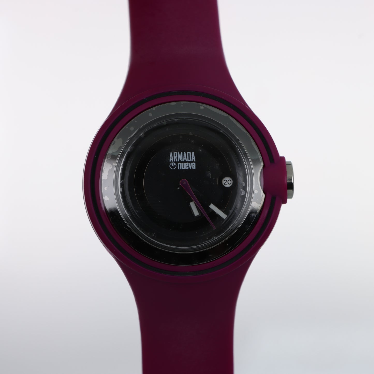 Armada Nueva – Orologio Sport Minimal Quadrante Nero Cinturino Silicone Bordeaux con Data