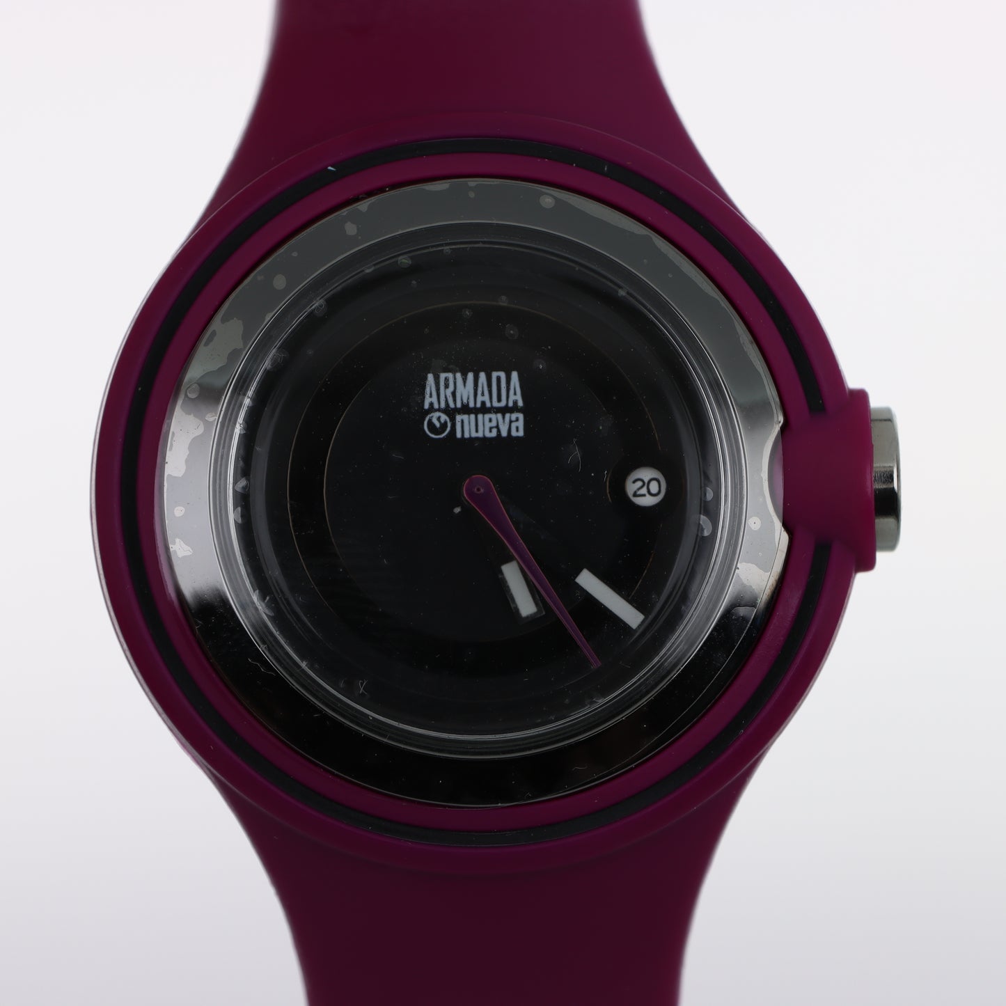 Armada Nueva – Orologio Sport Minimal Quadrante Nero Cinturino Silicone Bordeaux con Data