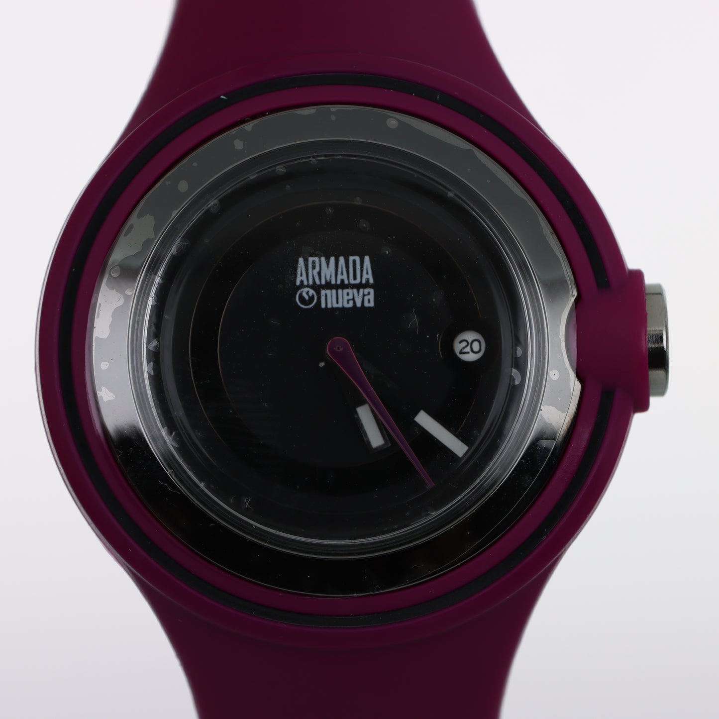 Armada Nueva – Orologio Sport Minimal Quadrante Nero Cinturino Silicone Bordeaux con Data