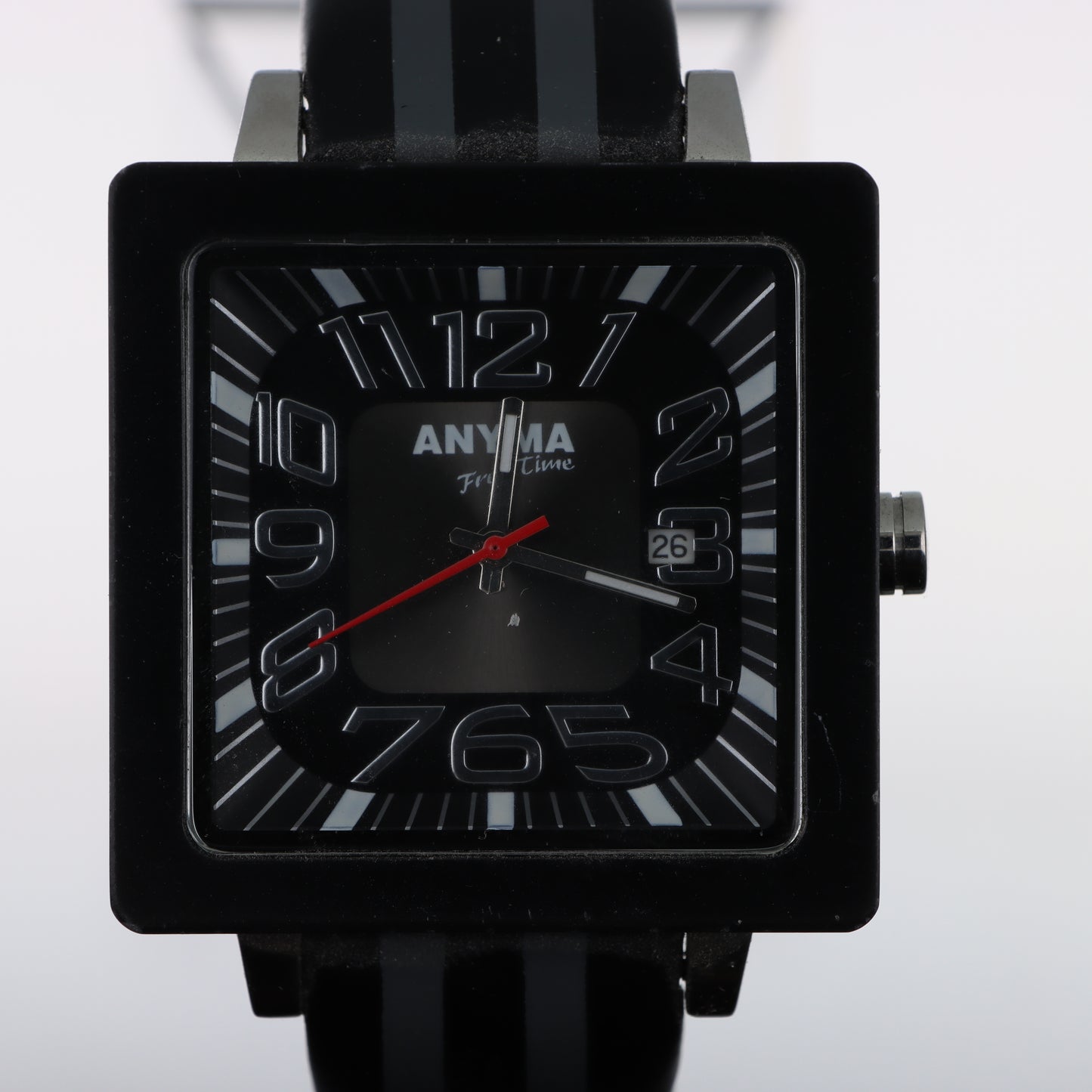 Anyma Free Time – Orologio Cassa Quadrata Total Black Quadrante Numeri Grandi con Data